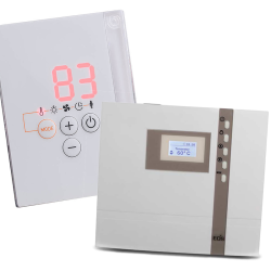 Paneles de control de sauna para saunas de infrarrojos.