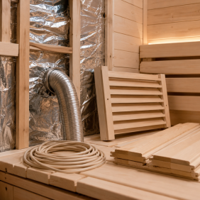 Materiales para la instalación de sauna.