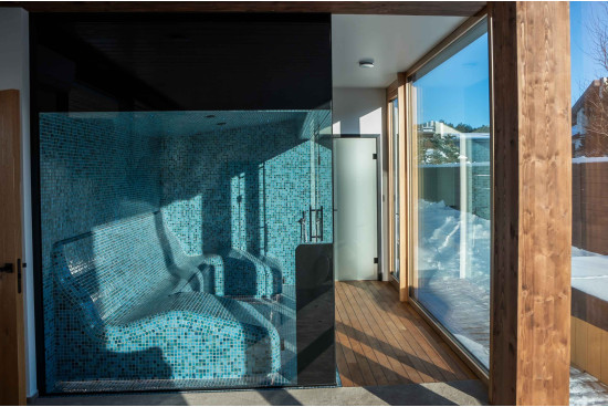 Sala de vapor con cabina de cristal panorámica - Baños de vapor