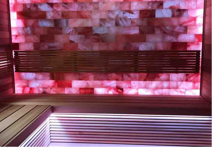 Sauna de infrarrojos con pared de vapor y sal del Himalaya