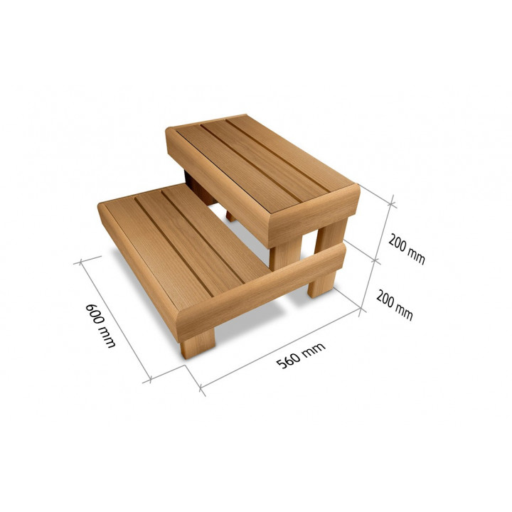Banco de sauna - escalera HS 2, aliso