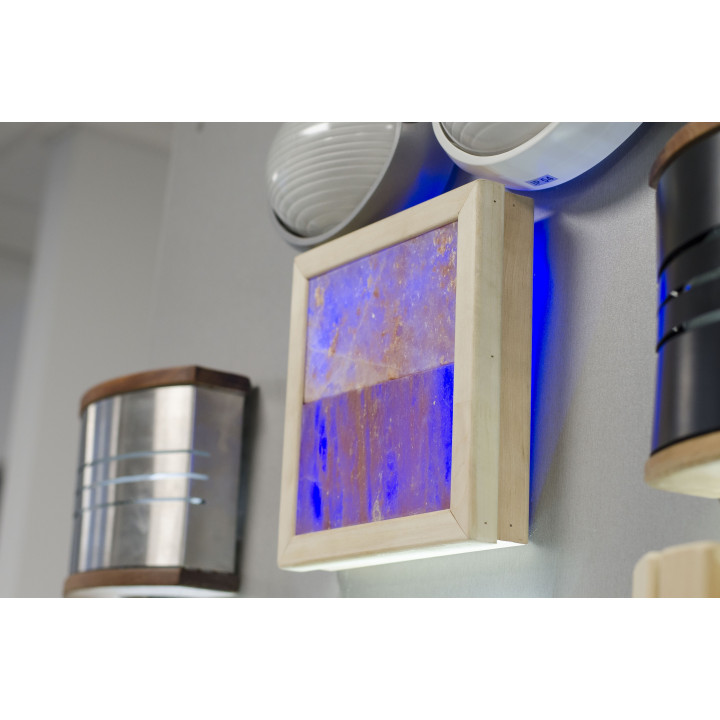Lámpara LED RGB de sal del Himalaya, madera de cedro