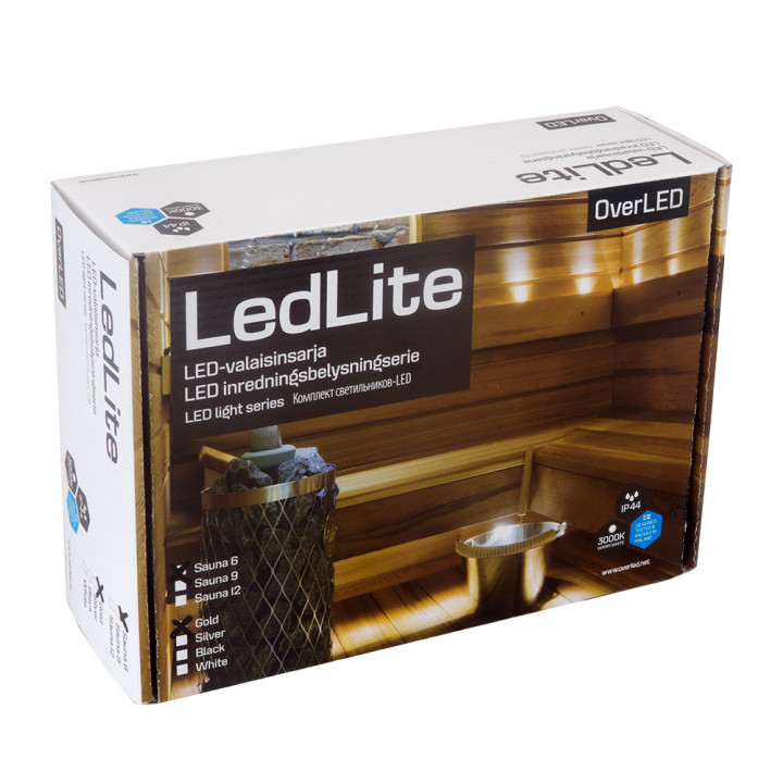 Juego de iluminación LED para sauna LedLite de 12 LED, color plata.