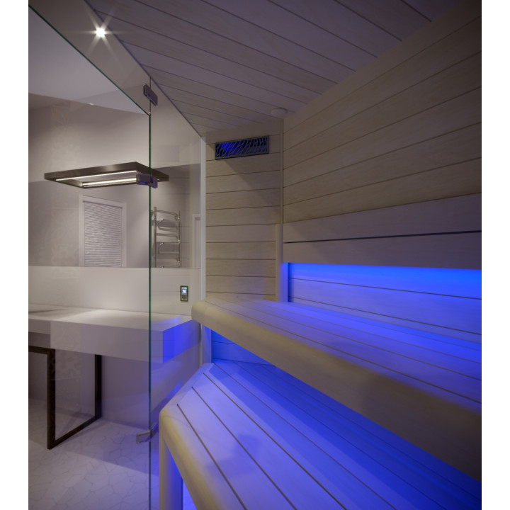 Control climático para sauna SAUNUM Base S Solution, panel de control blanco.