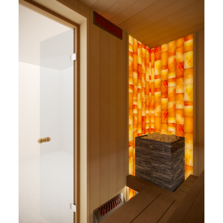 Control climático para sauna SAUNUM Base S Solution, panel de control blanco.