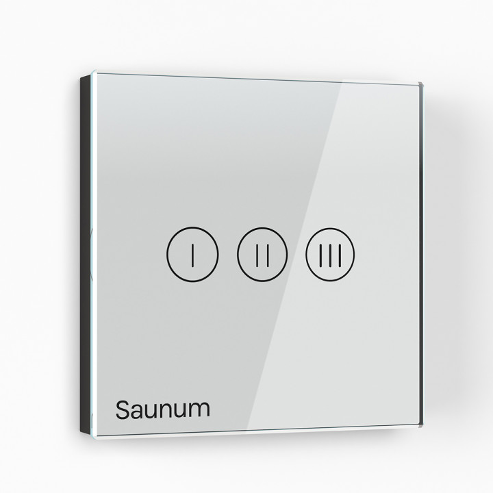 Control climático para sauna SAUNUM Base S Solution, panel de control blanco.