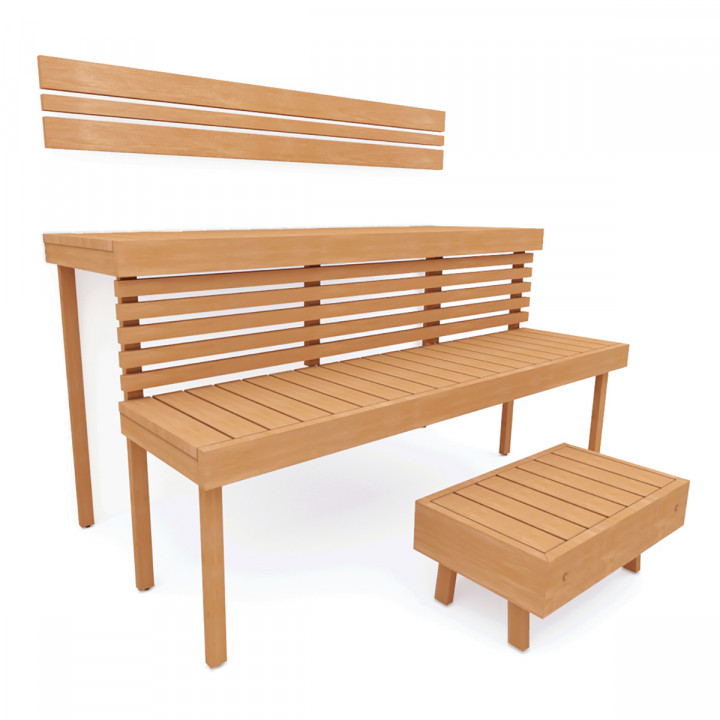 Banco modular para sauna STANDART, aliso