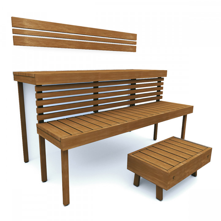 Banco de sauna modular STANDART, termo-álamo temblón