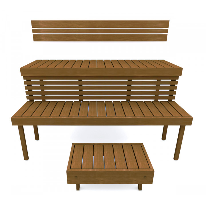 Banco de sauna modular STANDART, termo-álamo temblón