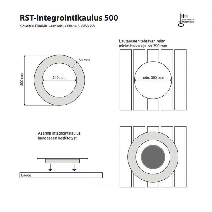 Brida de empotrar 500 para calentador IKI Pilari