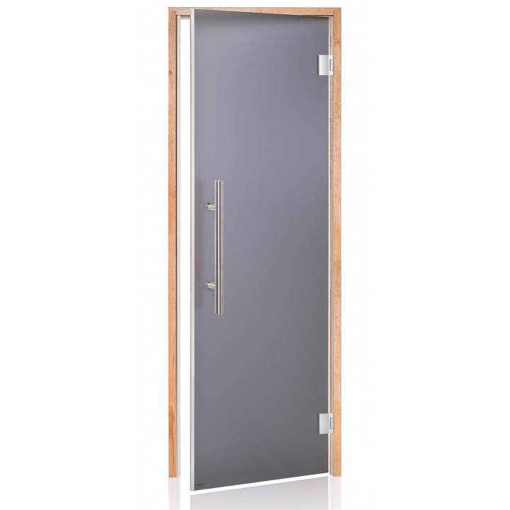 Puertas de sauna de cristal AD LUX, cristal mate, 70 x 210 mm, madera de aliso, gris mate.