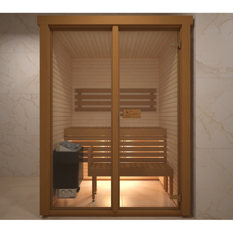 Cabina de sauna con cristal, 150x120cm
