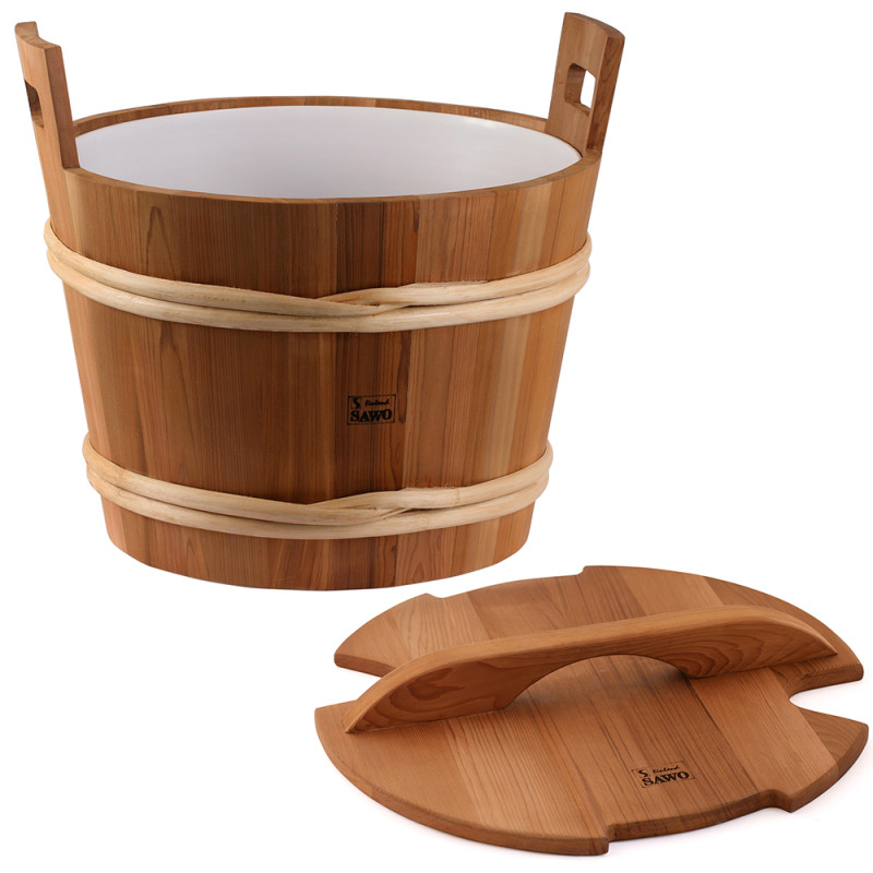 Cubo de madera SAWO con tapa, cedro, 40 l