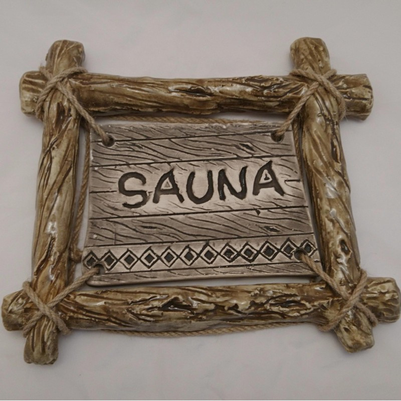 Placa de puerta SAUNA con marco de rama