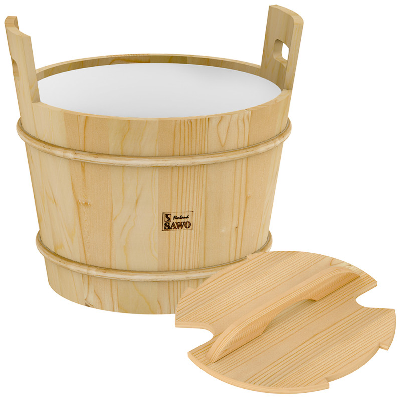 Cubo de madera SAWO con tapa, pino 40 l