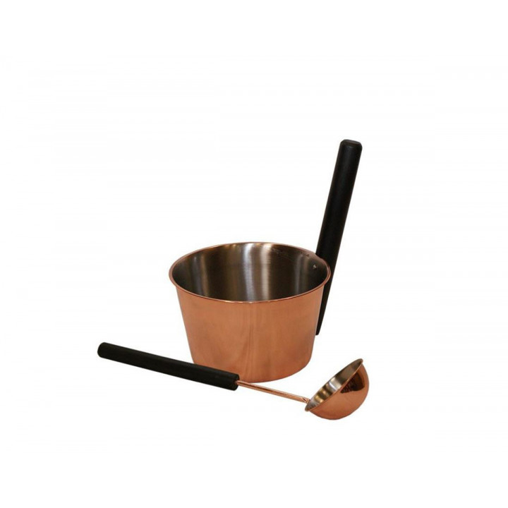SAUNIA Set acero inoxidable 4 l, mango negro
