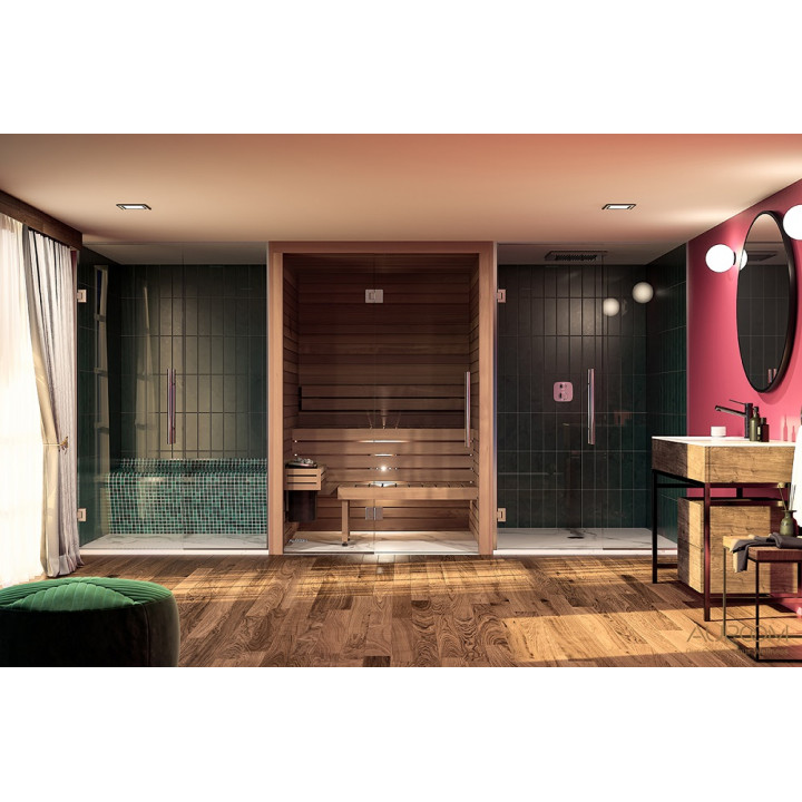 Cabina de sauna Auroom 150x150x205cm, con cristal
