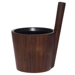 Cubo de sauna Rento de bambú oscuro con inserto negro, 5 L 