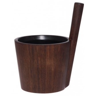 Cubo de sauna Rento de bambú oscuro con inserto negro, 5 L