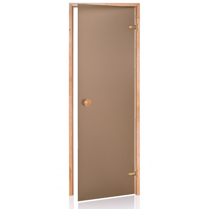 Puertas de sauna de cristal AD STANDART, cristal mate, 80 x 210 mm, madera de aliso, acabado bronce mate.