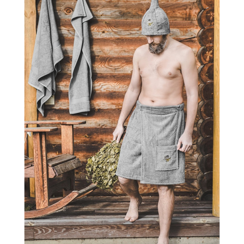 Delantal de sauna para hombre - GRIS