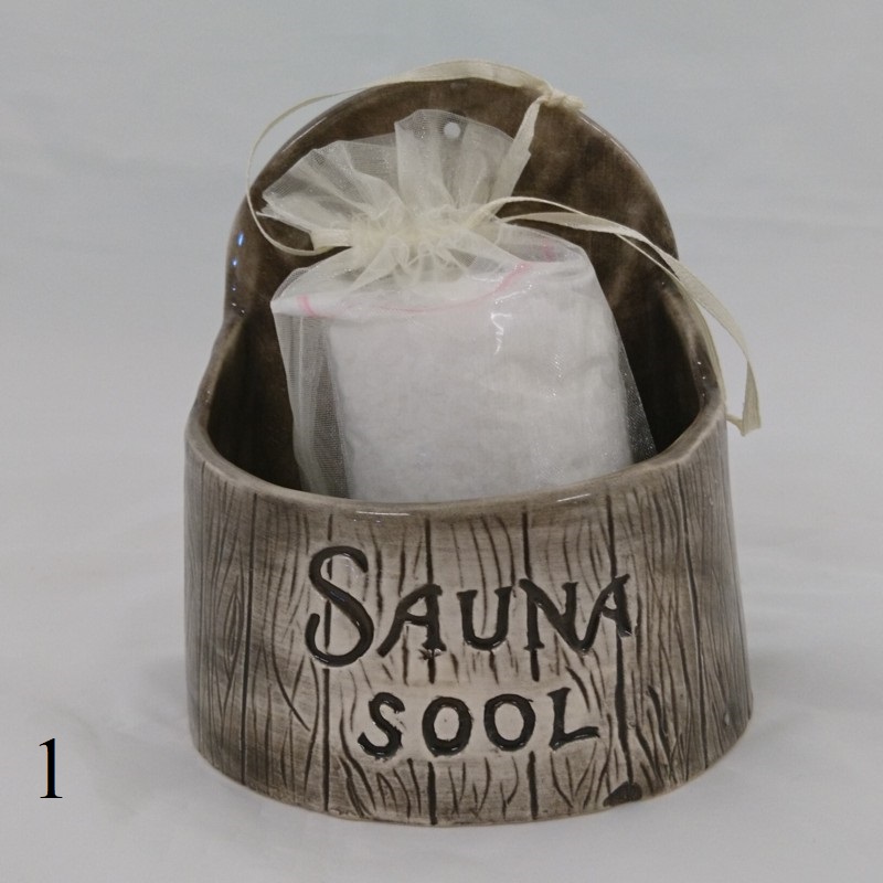 Recipiente cerámico para sal de sauna - oscuro 250 ml