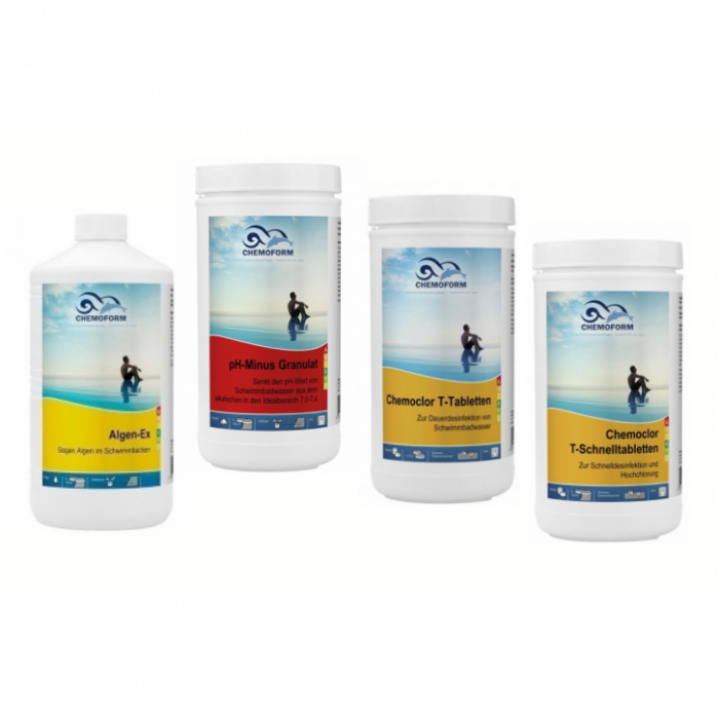 Kit químico CHEMOFORM para piscinas con filtro de cartucho de papel, pequeño