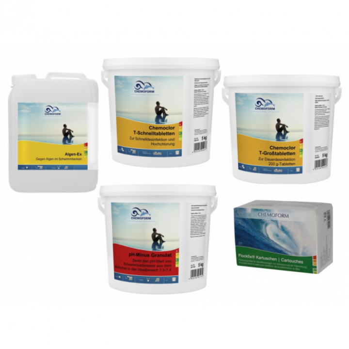 Kit químico CHEMOFORM para piscinas con depuradora de arena, grande