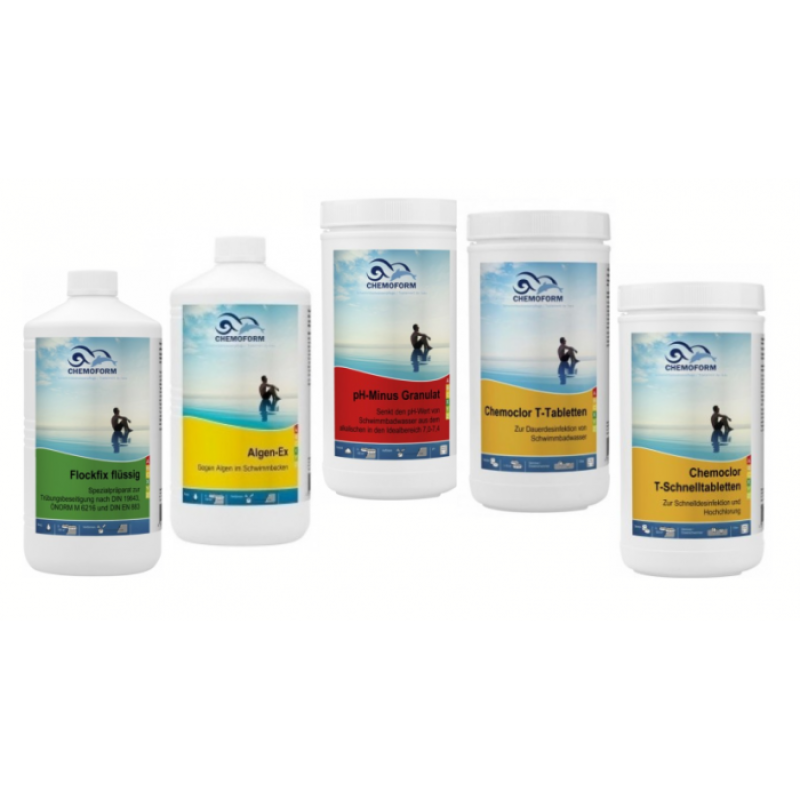 Kit químico CHEMOFORM para piscinas con filtro de arena, pequeño
