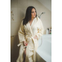 Albornoz de algodón con capucha, color crema - 0