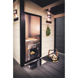 HARVIA Duo pared de cristal 9 x 19 con marco, aluminio negro 