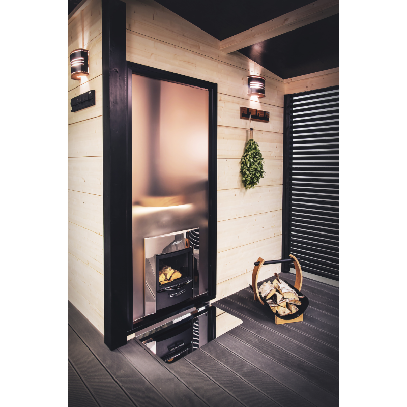 HARVIA Duo pared de cristal 9 x 19 con marco, aluminio negro