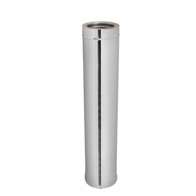 Tubo de chimenea aislado de doble pared de acero inoxidable, 1 m, 0,5 mm
