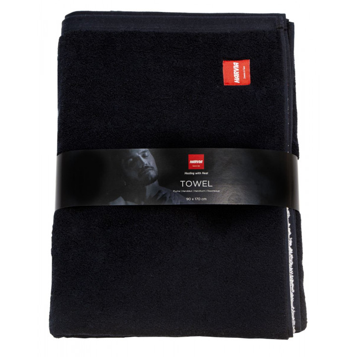 Toalla HARVIA #healingwithheat en caja de regalo, 90 x 170 cm, negro