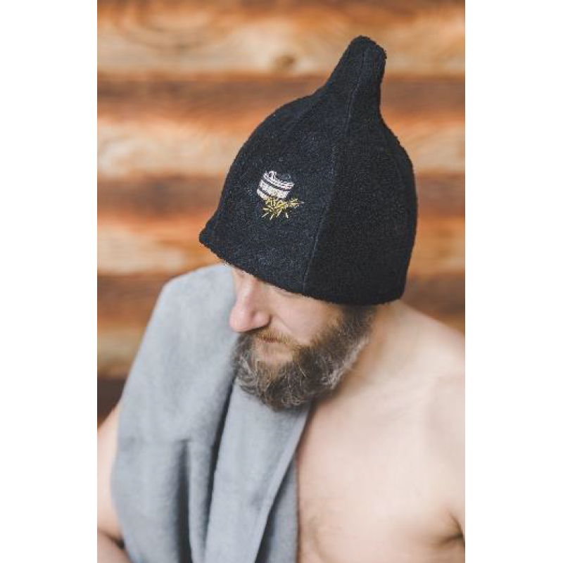 Gorro de sauna de algodón - NEGRO
