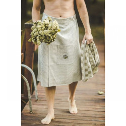 Delantal de sauna para hombre, de lino.  Delantal de sauna para hombre, de lino.
