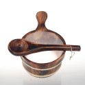 Cubo y cazo de madera SAUFLEX 4 l, álamo quemado - 2
