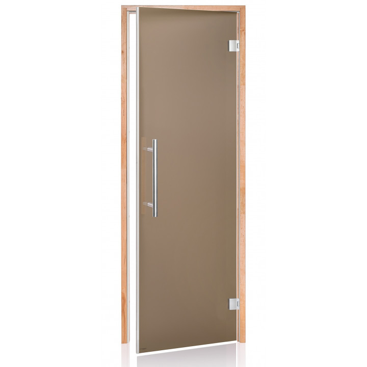 Puertas de sauna de cristal AD BENELUX, cristal mate, 70 x 210 mm, madera de aliso, acabado bronce mate.