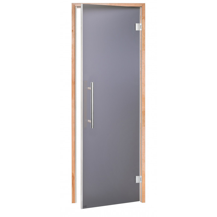 Puertas de sauna de cristal AD BENELUX, cristal mate, 90 x 200 mm, madera de aliso, gris mate.