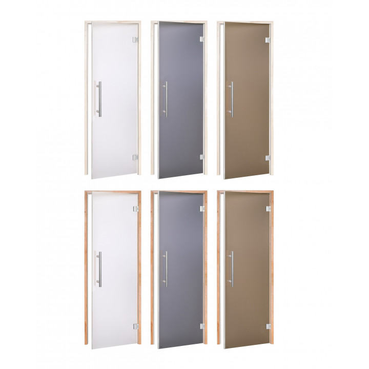 Puertas de sauna de cristal AD BENELUX, cristal mate, 70 x 210 mm, madera de aliso, acabado mate transparente.