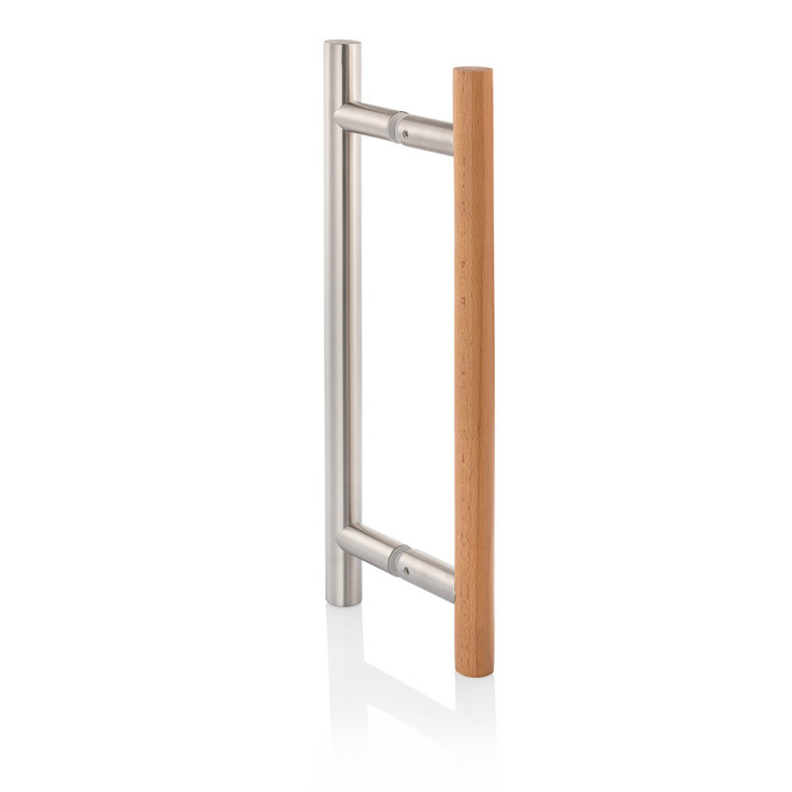 Manilla de puerta AD para puertas de cristal AU Mini Premium, madera y acero