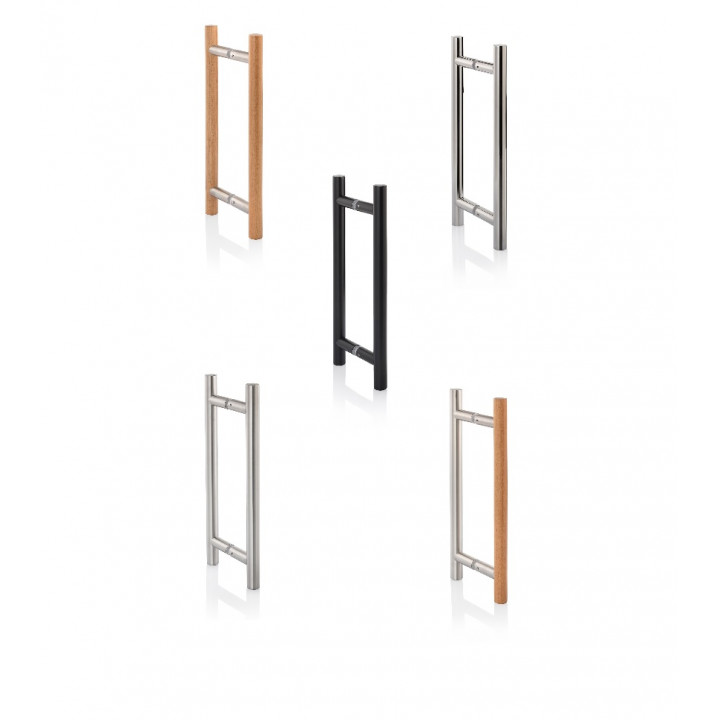 Manilla AD para puertas de cristal AU Mini Premium, metal negro