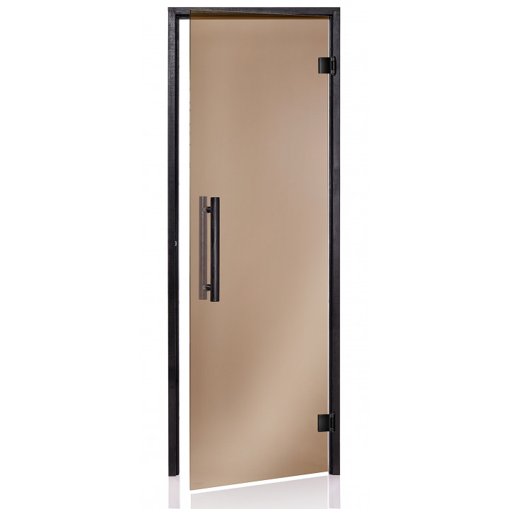 Puerta de sauna de cristal AD, marco negro, 80 x 200, bronce.