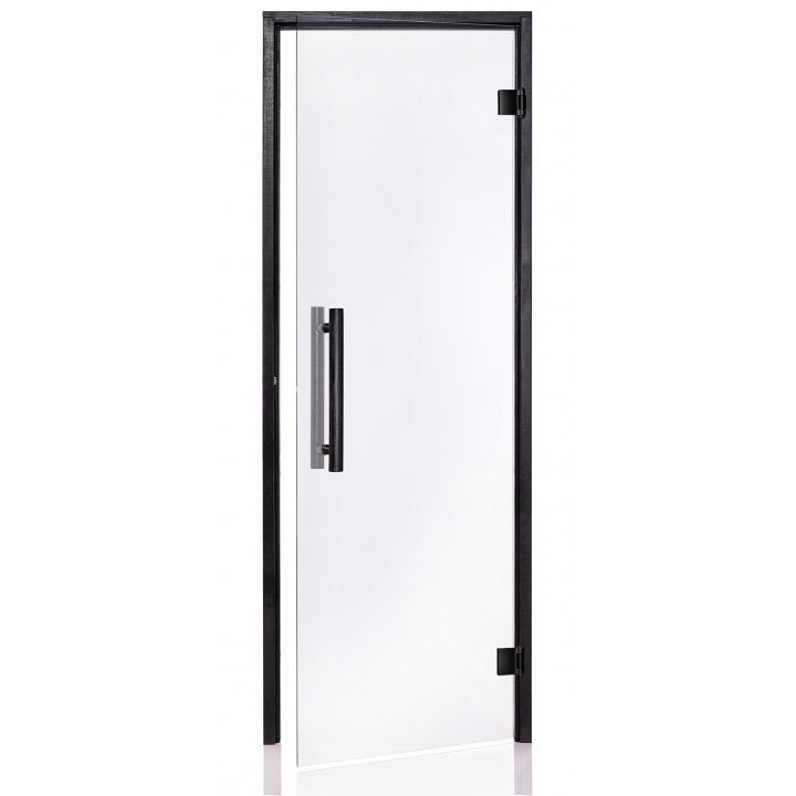 Puerta de sauna de cristal AD, marco negro, 70 x 190, transparente