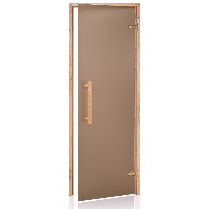 Puertas de sauna de cristal AD NATURAL, cristal mate, 70 x 200 mm, madera de aliso, bronce mate.