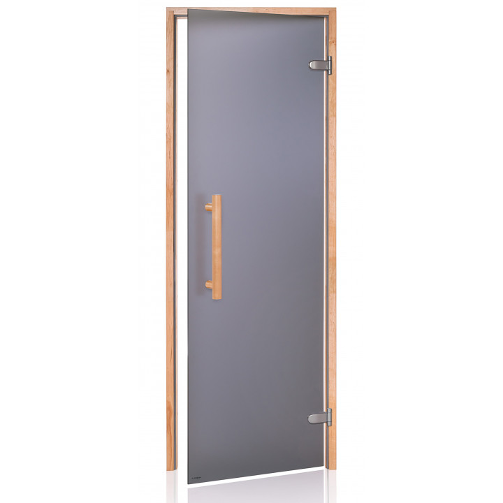 Puertas de sauna de cristal AD NATURAL, cristal mate, 70 x 210 mm, madera de aliso, gris mate.