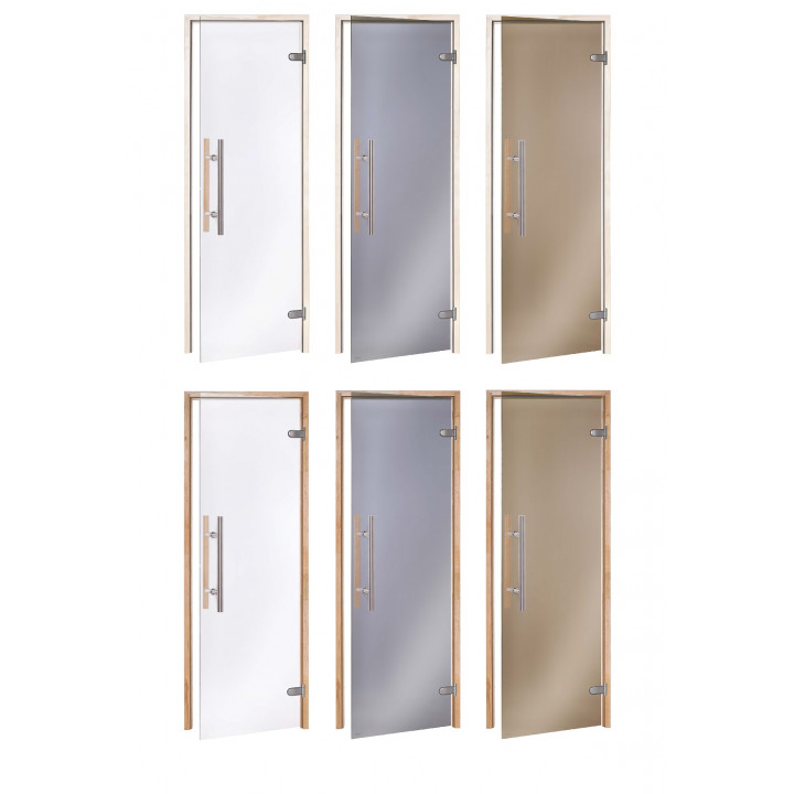 Puertas de sauna de cristal AD PREMIUM LIGHT, 80 x 200, color álamo temblón, transparentes.