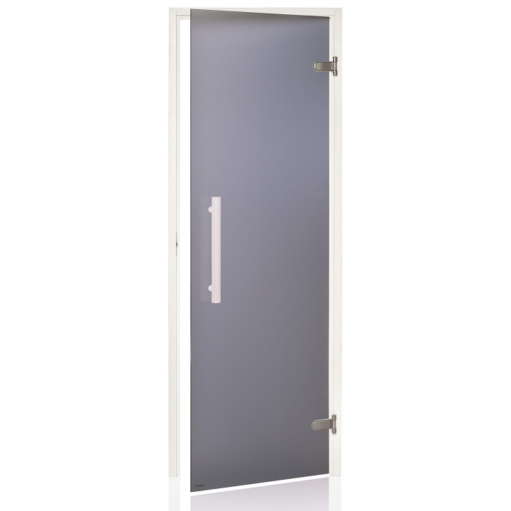 Puerta de sauna de cristal AD, marco blanco, 80 x 210, gris