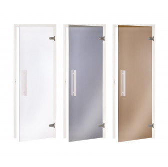 Puerta de sauna de vidrio AD, marco blanco