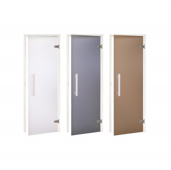 Puerta de sauna de vidrio AD, marco blanco, vidrio mate